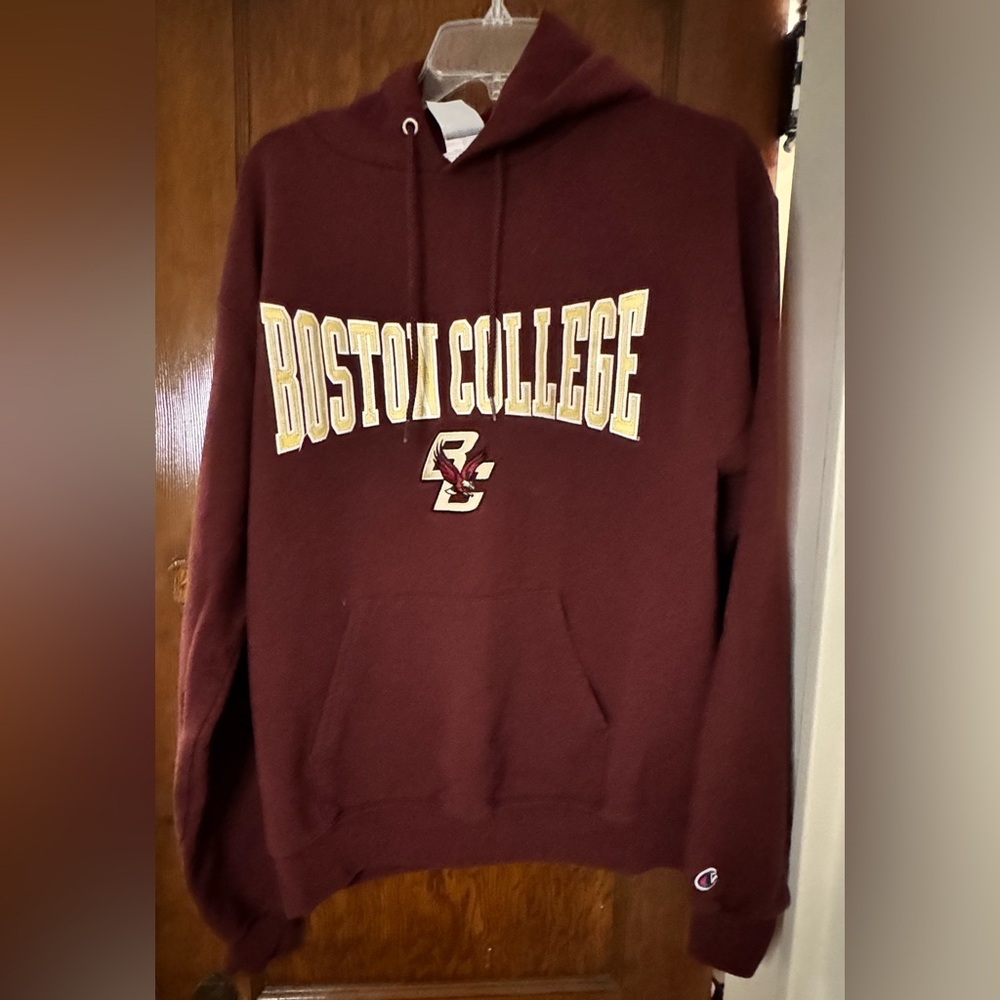 BOSTON COLLEGE Heavyweight Appliqued and Embroidered Hooded Sweatshirt - MEDIUM